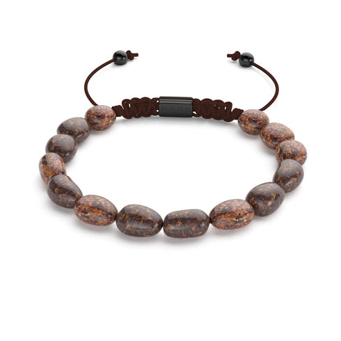 Bracelet en macramé avec galets et pierres précieuses, bronze | bronze à canon